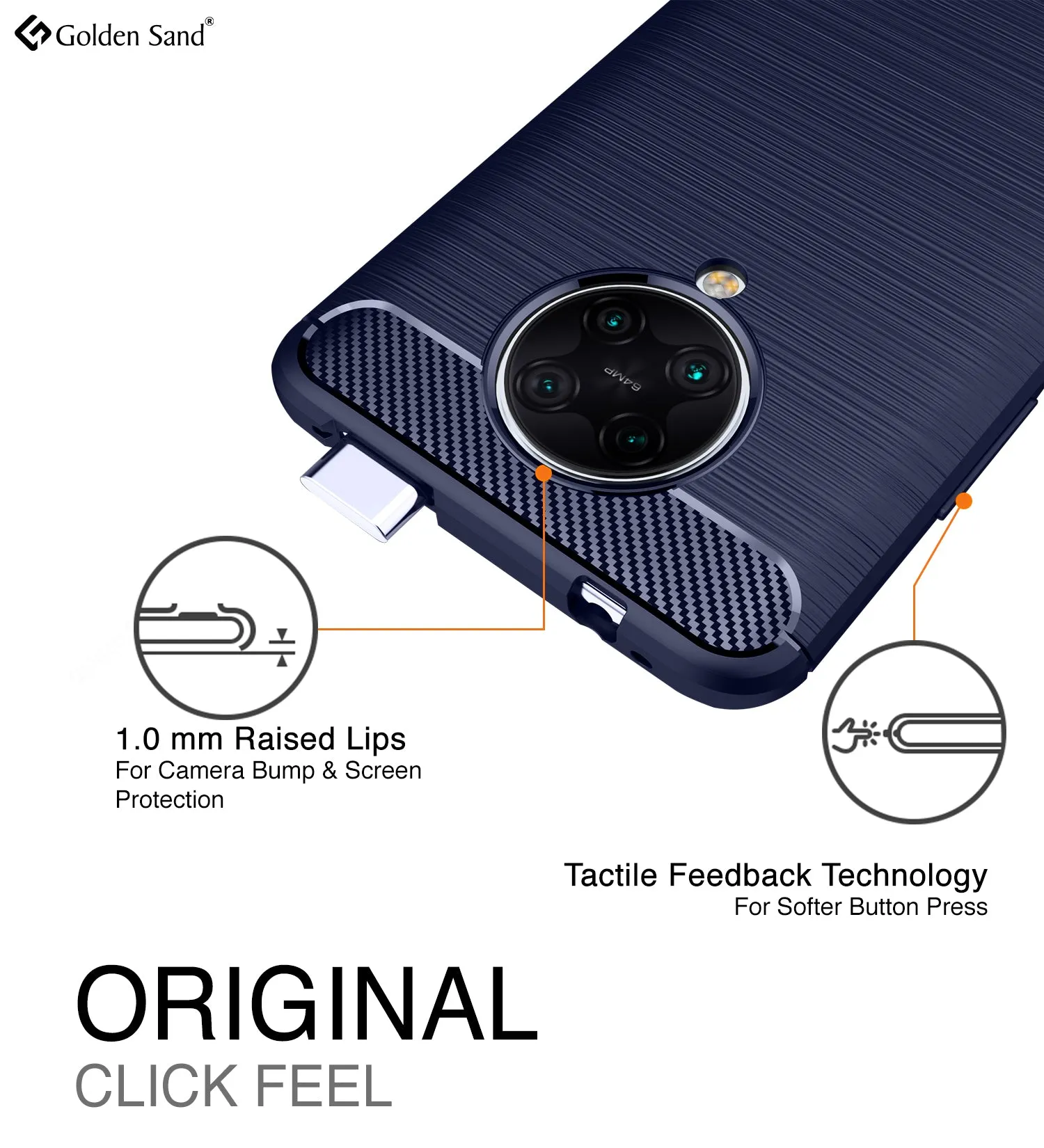 Carbon Fibre Series Shockproof Armor Back Cover for Xiaomi Poco F2 Pro 6.67 inch, Blue