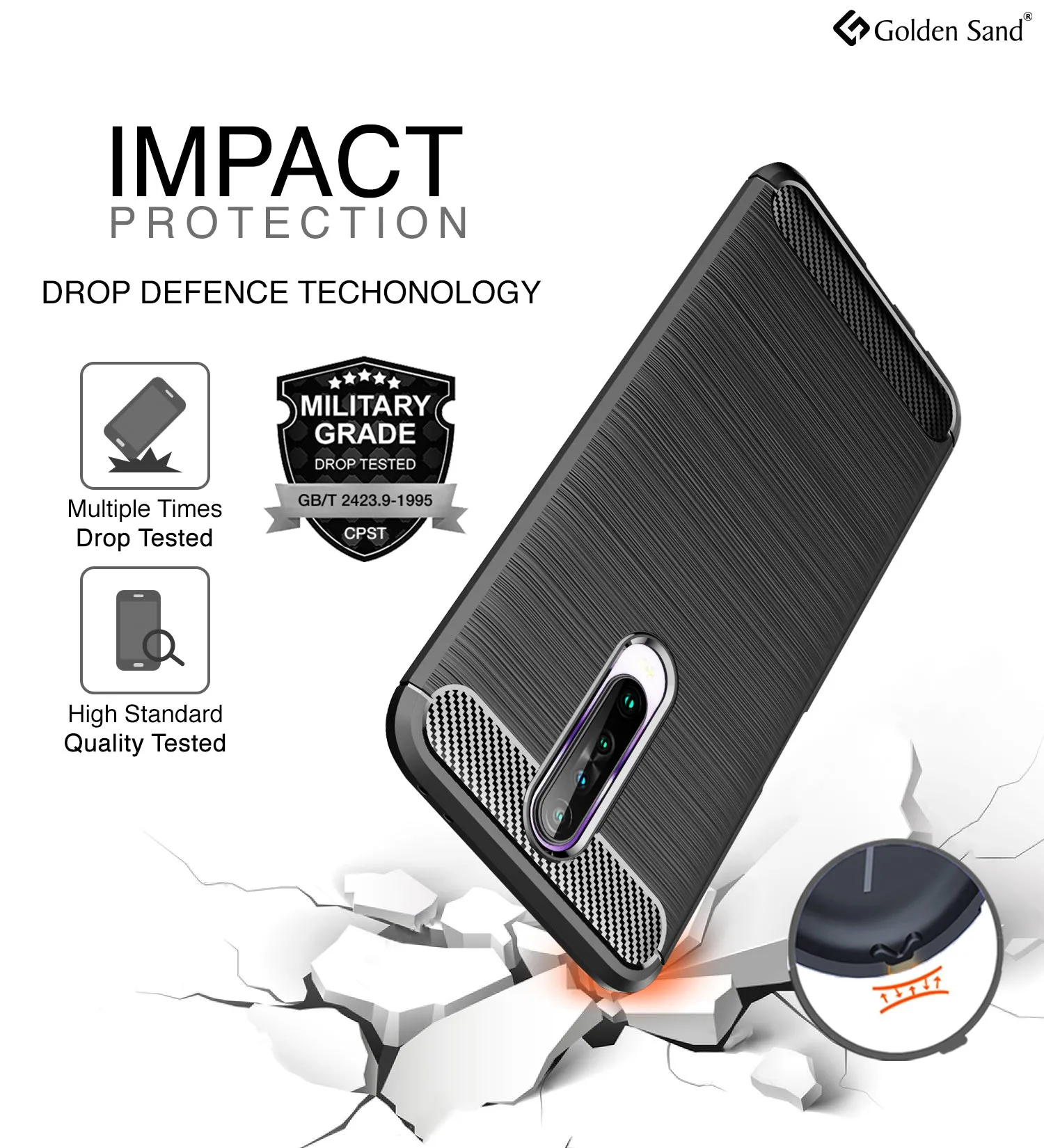 Carbon Fibre Series Shockproof Armor Back Cover for Xiaomi Poco X2, Redmi K30 6.67 inch, Black