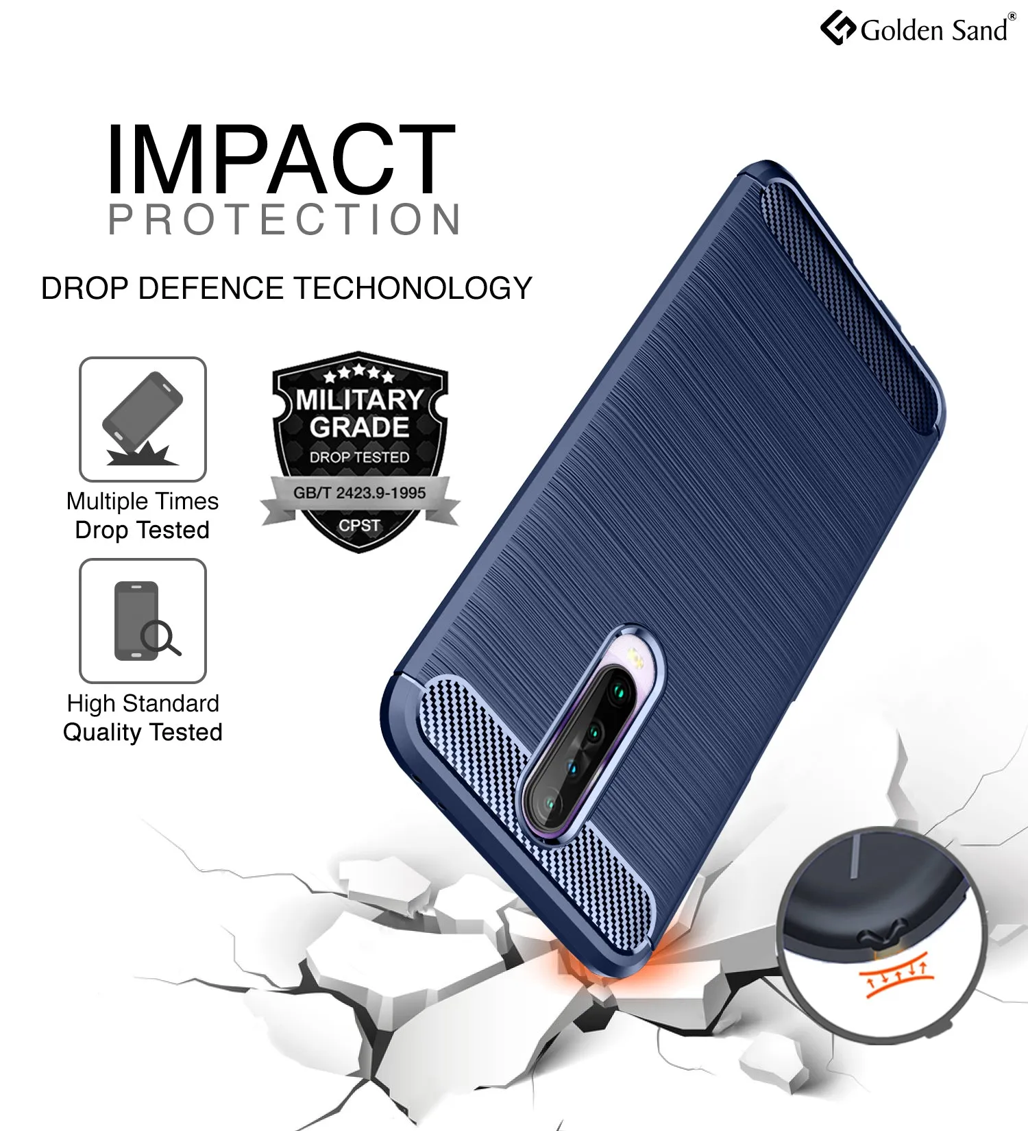 Carbon Fibre Series Shockproof Armor Back Cover for Xiaomi Poco X2, Redmi K30 6.67 inch, Blue