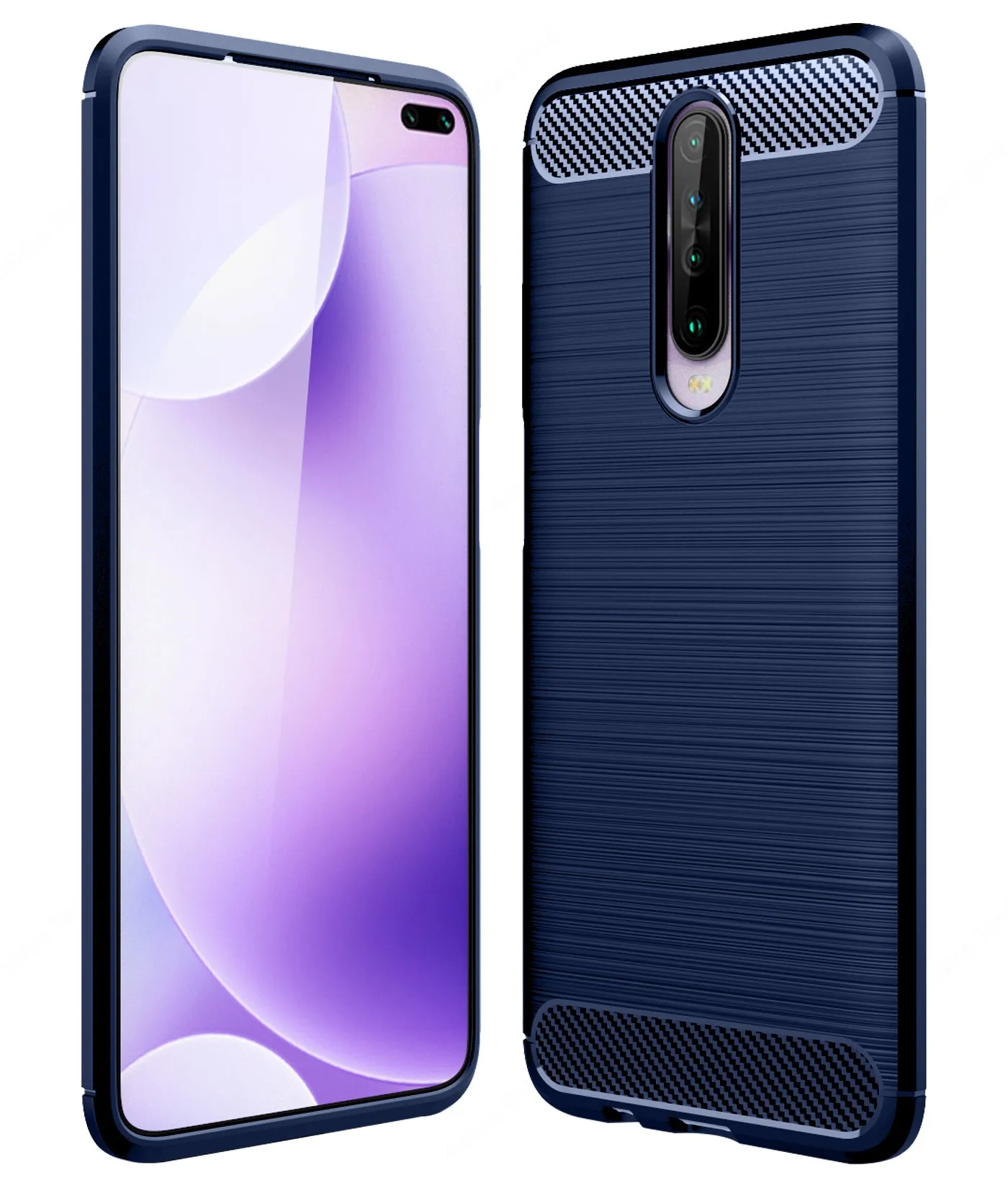 Carbon Fibre Series Shockproof Armor Back Cover for Xiaomi Poco X2, Redmi K30 6.67 inch, Blue