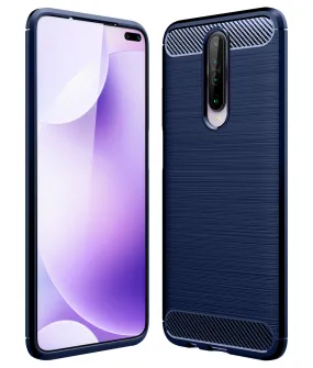 Carbon Fibre Series Shockproof Armor Back Cover for Xiaomi Poco X2, Redmi K30 6.67 inch, Blue