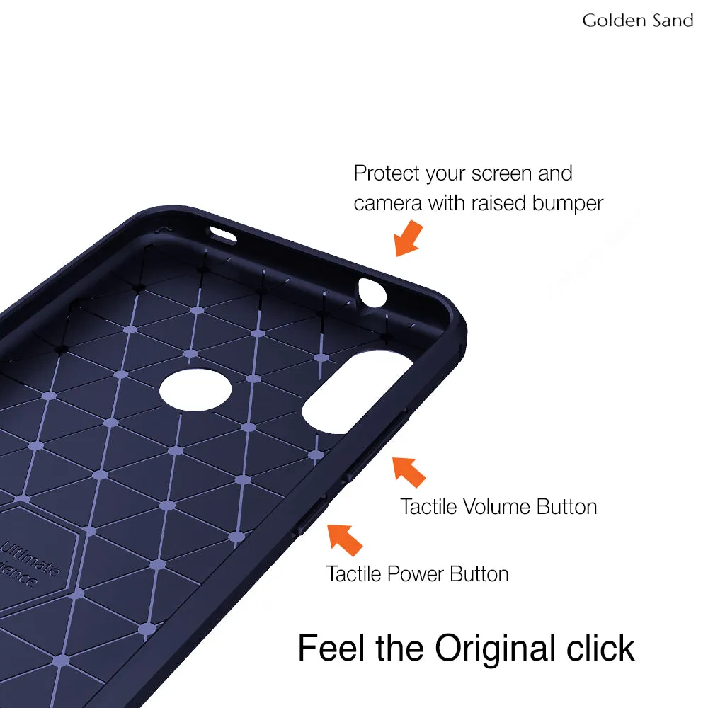 Carbon Fibre Series Shockproof Armor Back Cover for Xiaomi Redmi 6 Pro 5.84 inch, Blue