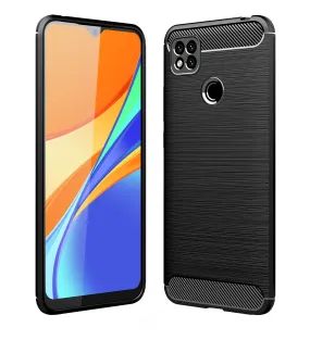 Carbon Fibre Series Shockproof Armor Back Cover for Xiaomi Redmi 9, 6.53 inch, Black