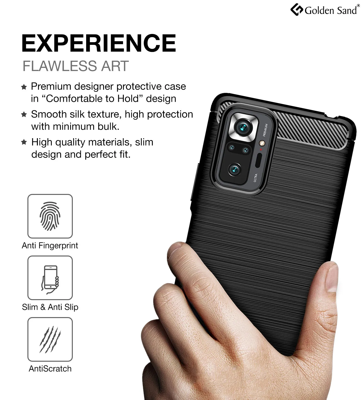 Carbon Fibre Series Shockproof Armor Back Cover for Xiaomi Redmi Note 10 Pro, Xiaomi Redmi Note 10 Pro Max, 6.67 inch, Black