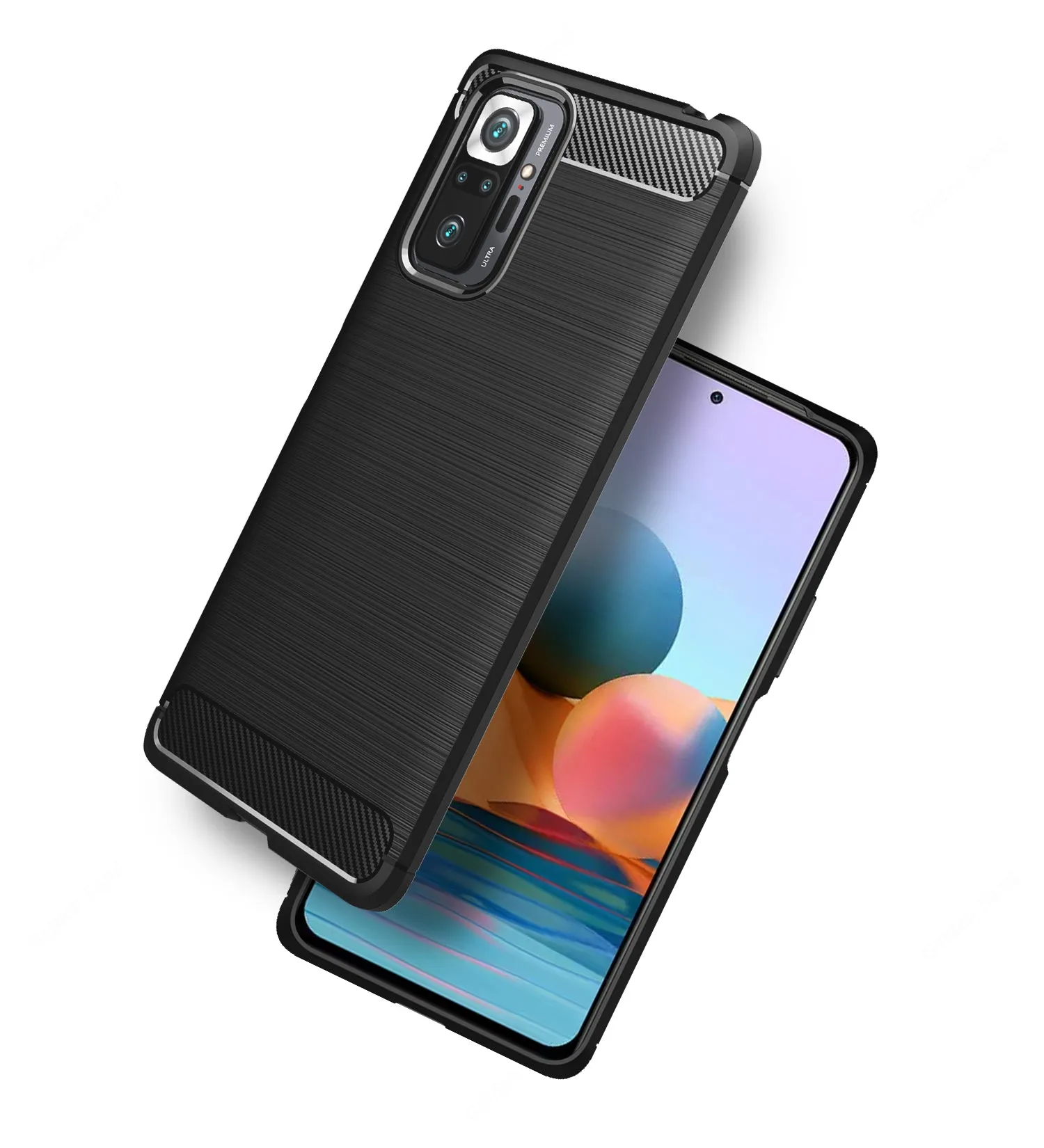 Carbon Fibre Series Shockproof Armor Back Cover for Xiaomi Redmi Note 10 Pro, Xiaomi Redmi Note 10 Pro Max, 6.67 inch, Black