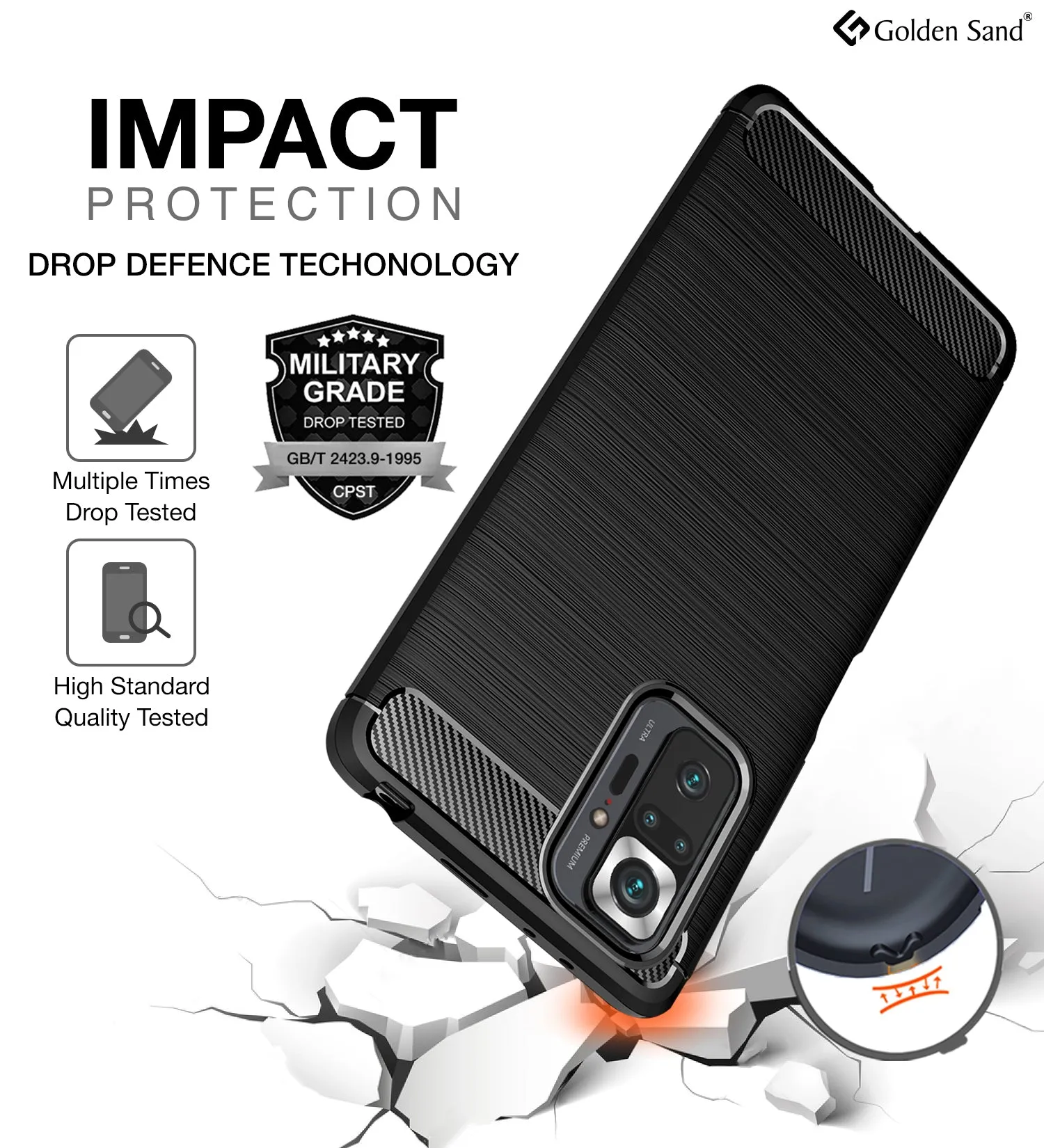 Carbon Fibre Series Shockproof Armor Back Cover for Xiaomi Redmi Note 10 Pro, Xiaomi Redmi Note 10 Pro Max, 6.67 inch, Black