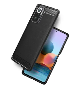 Carbon Fibre Series Shockproof Armor Back Cover for Xiaomi Redmi Note 10 Pro, Xiaomi Redmi Note 10 Pro Max, 6.67 inch, Black