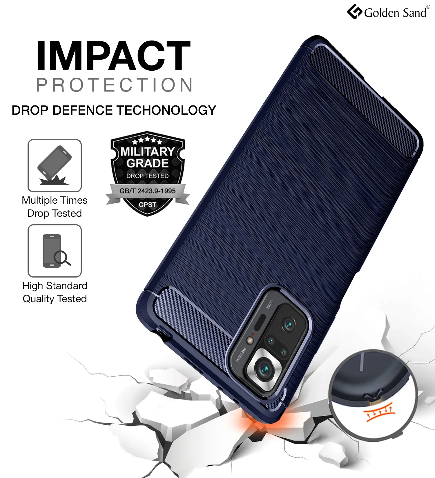 Carbon Fibre Series Shockproof Armor Back Cover for Xiaomi Redmi Note 10 Pro, Xiaomi Redmi Note 10 Pro Max, 6.67 inch, Blue