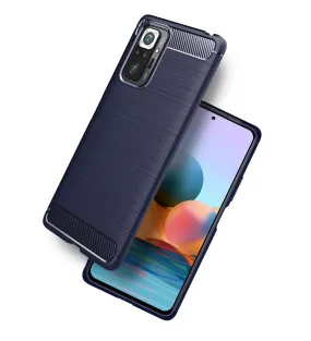 Carbon Fibre Series Shockproof Armor Back Cover for Xiaomi Redmi Note 10 Pro, Xiaomi Redmi Note 10 Pro Max, 6.67 inch, Blue