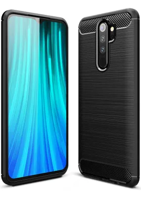 Carbon Fibre Series Shockproof Armor Back Cover for Xiaomi Redmi Note 8 Pro 6.53 inch, Black