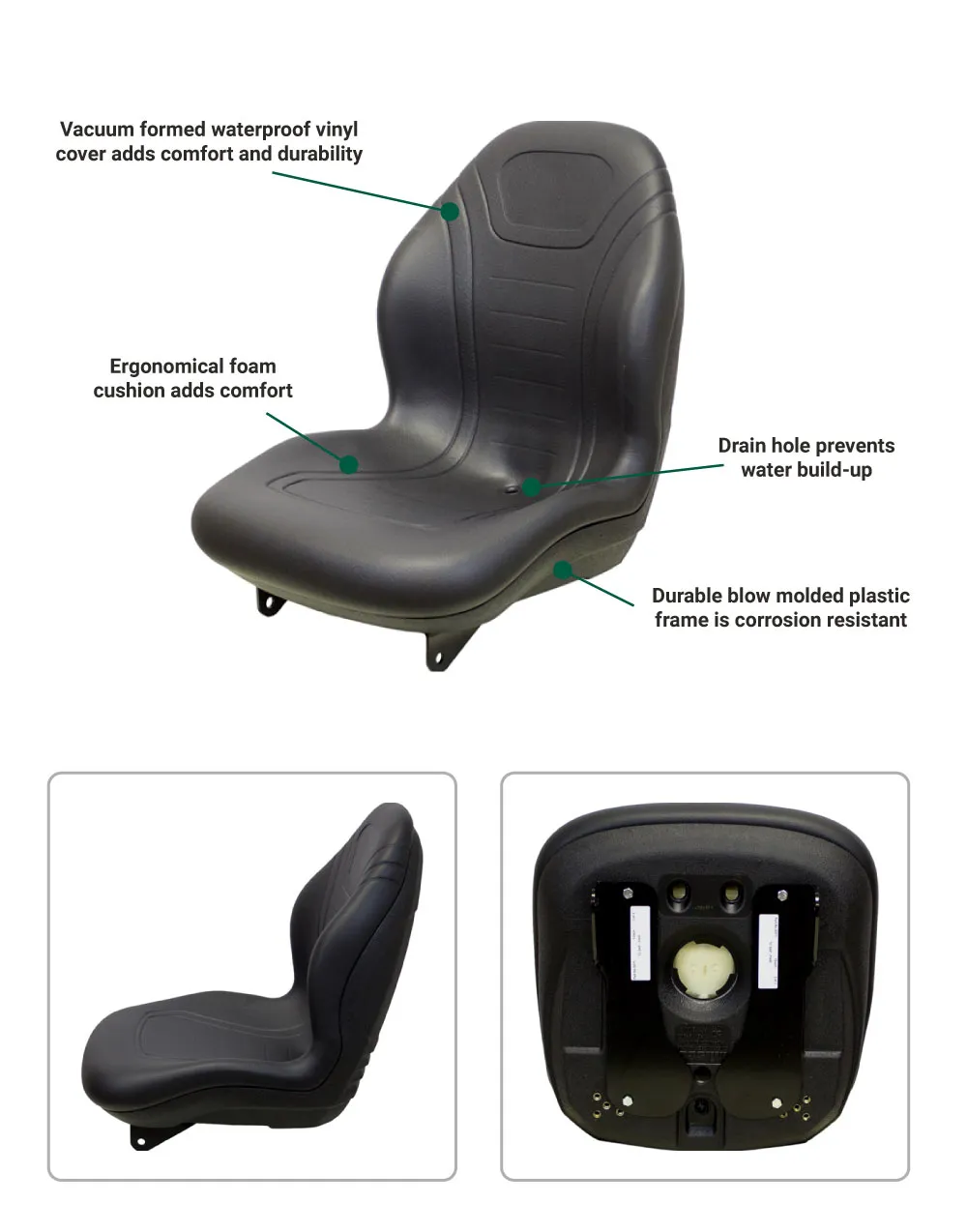 Case IH/Ford-New Holland KM 143 Bucket Seat Kit | Black Vinyl (6797.KMM)