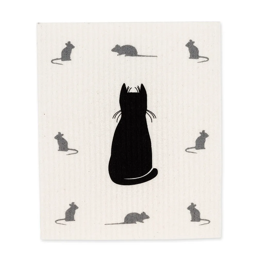 Cat & Mice Swedish Dish Cloth - set of 2