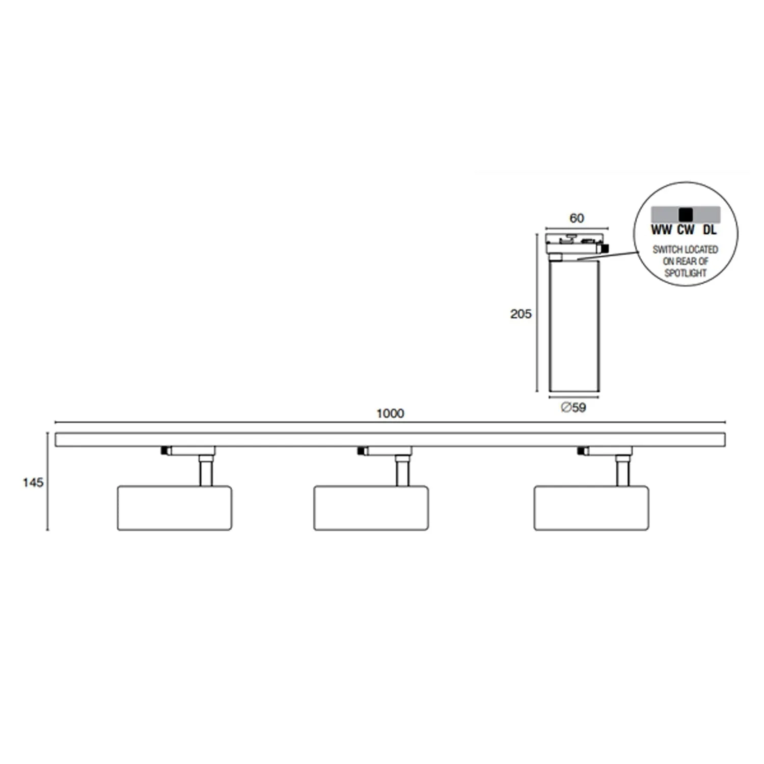 Ceres LED Track Light Kit CCT 3Lt 30w White or Black