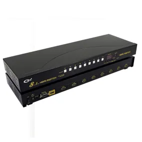 CKL 8 Port HDMI Switch 1080P 3D, HDMI Switcher Selector Box 8 in 1 out Supports IR Remote RS232 Control