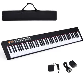 Costway BXII 88 Key Digital Piano MIDI Keyboard w/ Pedal & Bag Black  MU70002BK