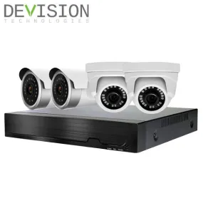 Devision / HDCVI DVR Kit / 4 Channels / 5MN XVR / 1TB HDD / 2 x 4MP Eyeball Cameras   2 x 4MP Bullet Cameras w/ 4mm Lens / DVA-XD2504-4441