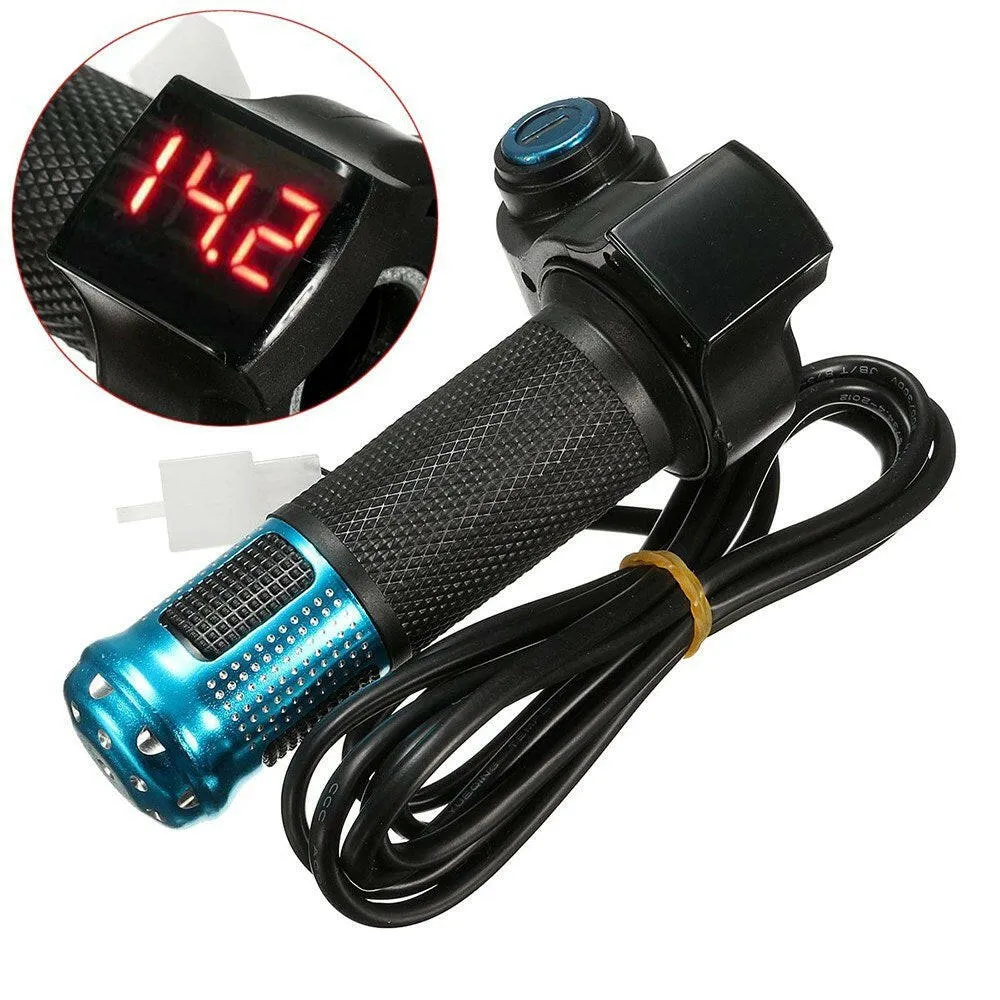 Electric E-bike Bicycle Throttle Grip Scooter Handlebar LEDs Digital Meter Tube