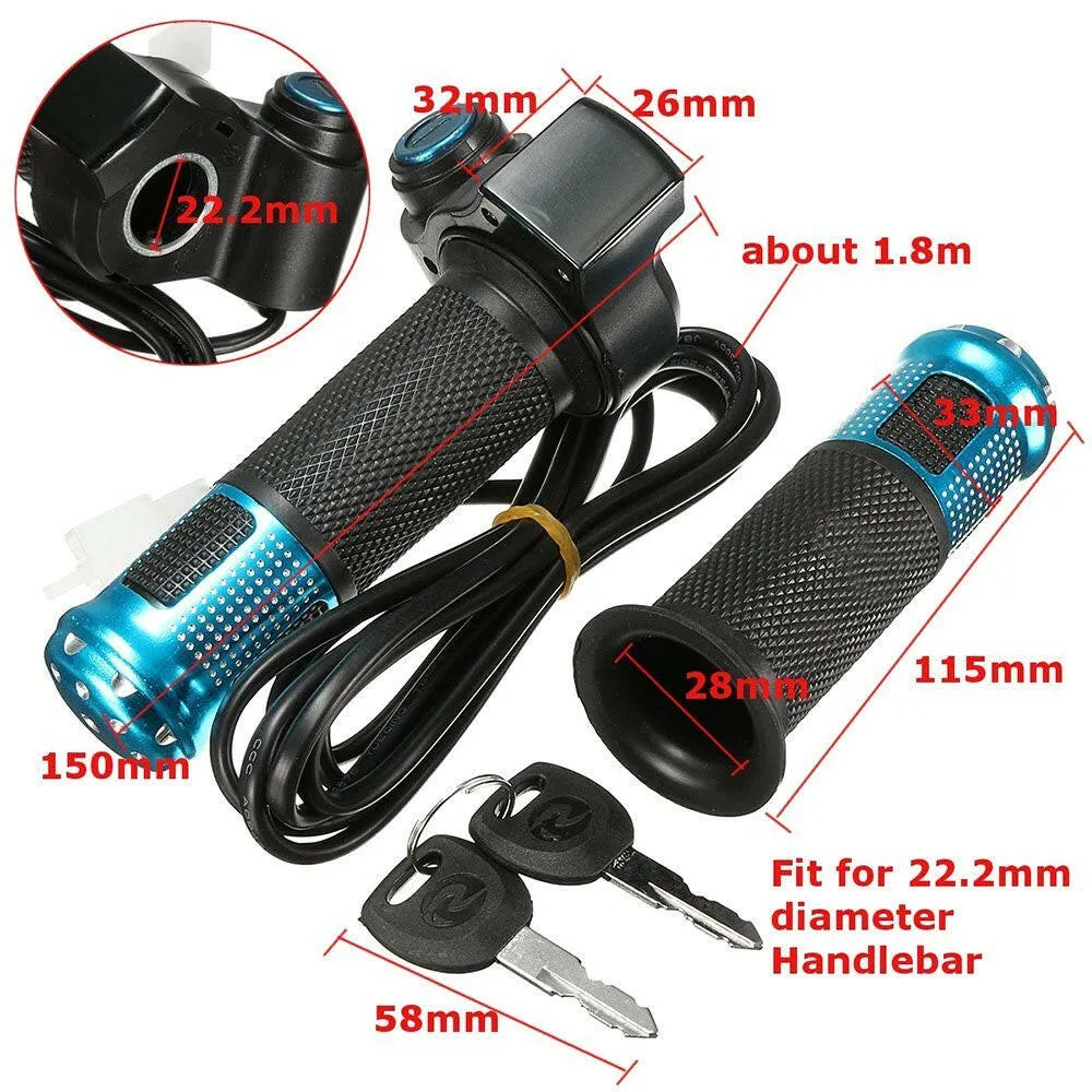 Electric E-bike Bicycle Throttle Grip Scooter Handlebar LEDs Digital Meter Tube