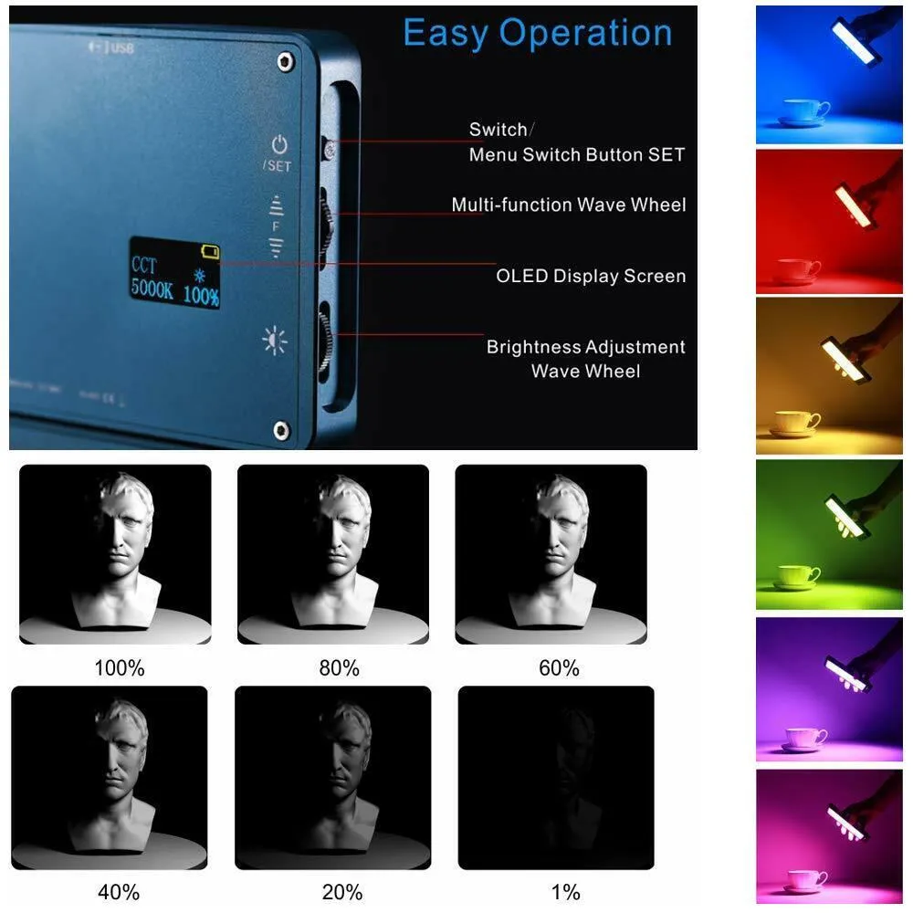 Falcon Eyes F7 RGB 2500K-9000K Pocket LED Video Light with Honeycomb Grid and Diffuser Cover (DEMO STOCK)