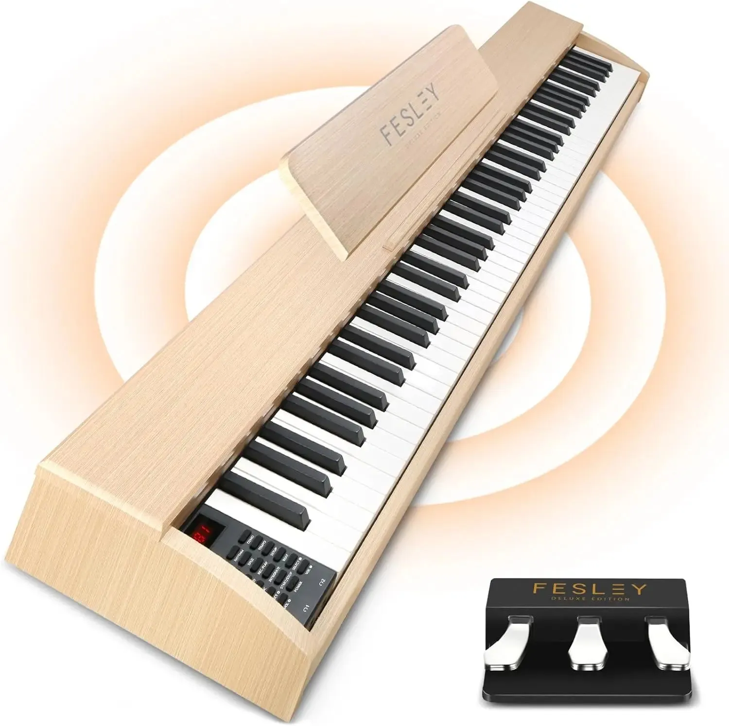 Fesley Home Digital Piano Keyboard -  Real Sampled Sound Source, 88 Key Full Size Weighted Keyboard, 3-Pedal System, MIDI