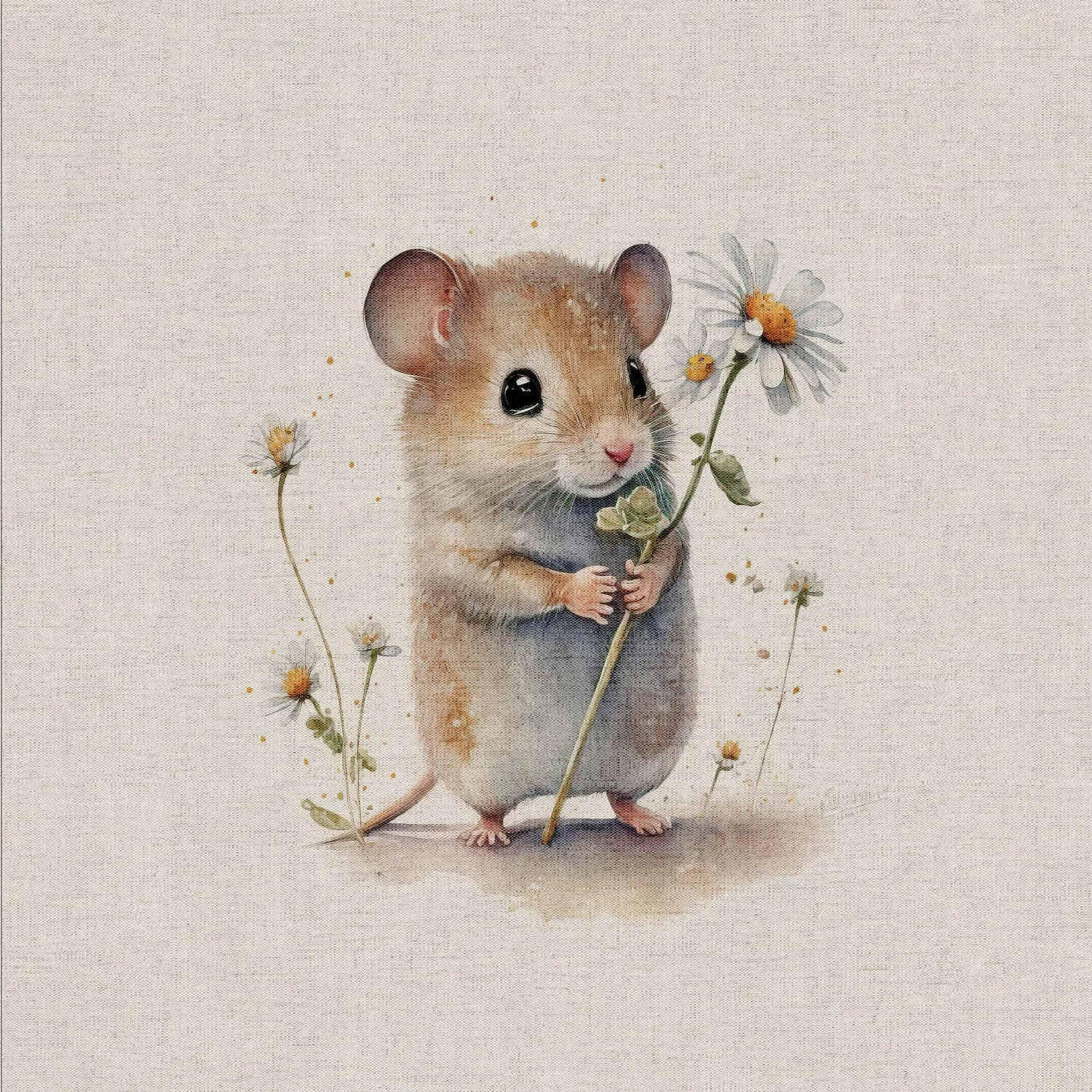 Field Mice Panel cushion linen look Cotton Rich Panel fabric M1794-3