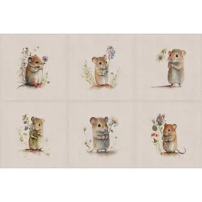 Field Mice Panel cushion linen look Cotton Rich Panel fabric M1794-3