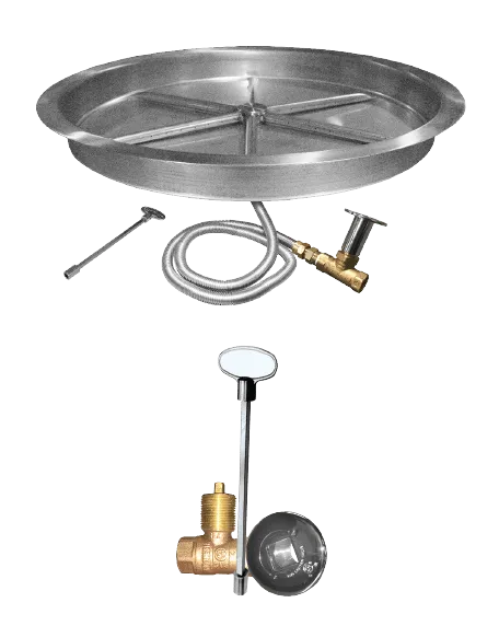 Firegear 33" Stainless Steel Round Pan Gas Fire Pit Insert FPB-33RBSTFS-N