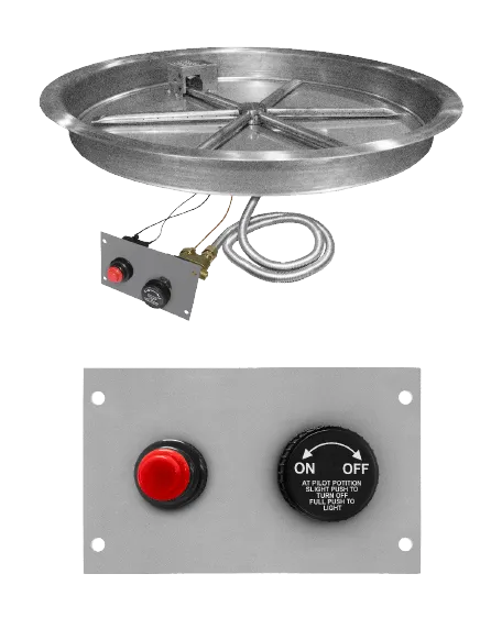 Firegear 33" Stainless Steel Round Pan Gas Fire Pit Insert FPB-33RBSTFS-N