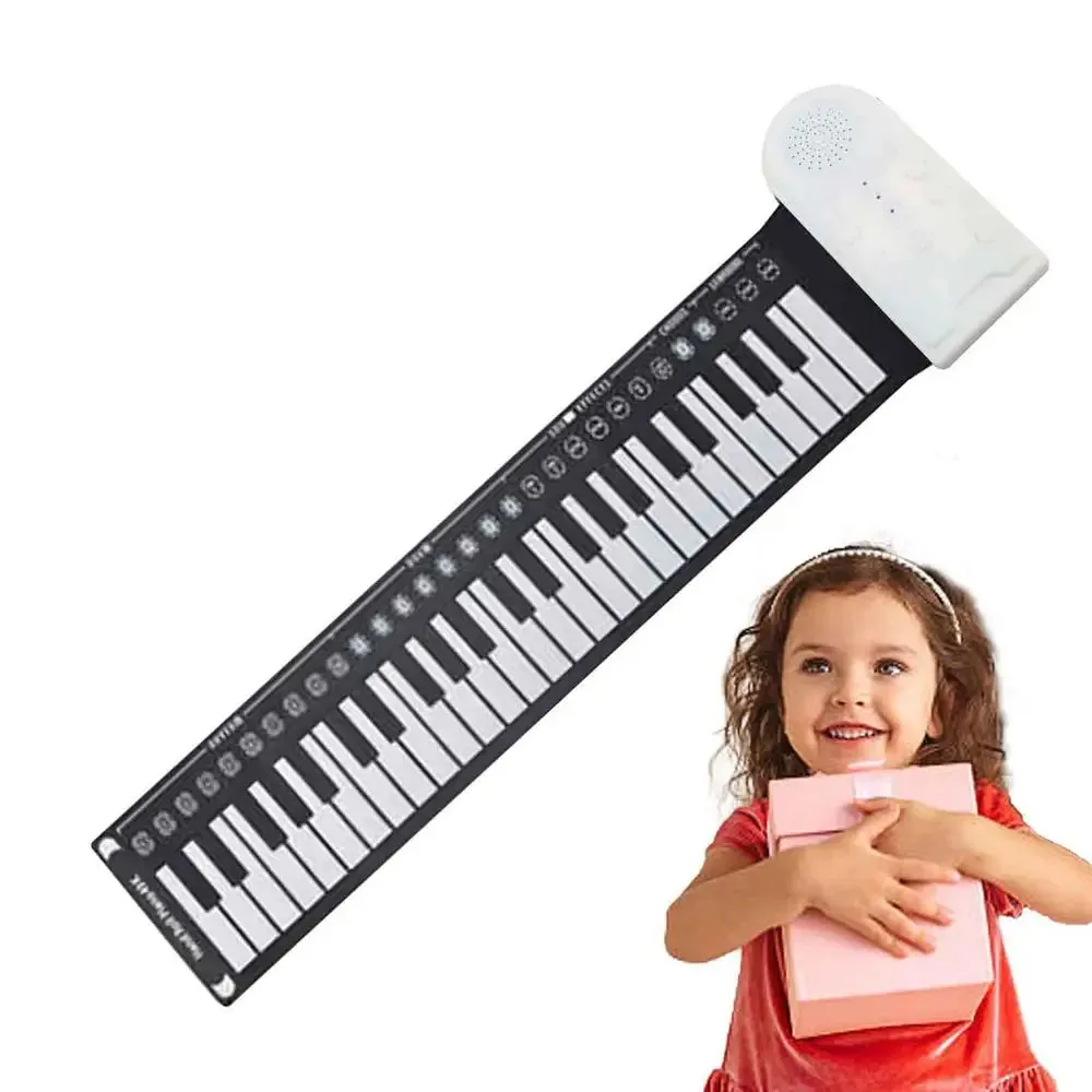 Flexible Roll Up Piano Keyboard Educational Electronic Digital Music Piano Keyboard 49 Keys Foldable Hand Roll Piano Portable