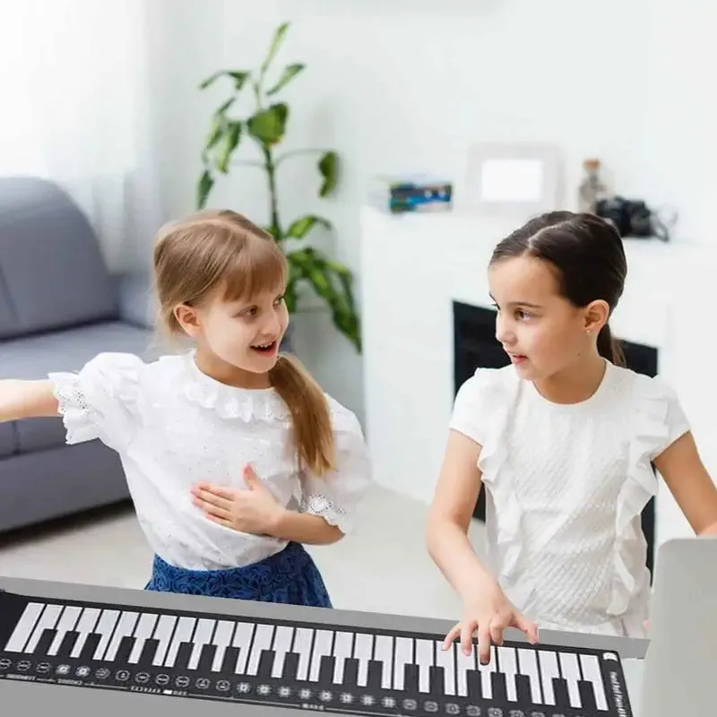 Flexible Roll Up Piano Keyboard Educational Electronic Digital Music Piano Keyboard 49 Keys Foldable Hand Roll Piano Portable