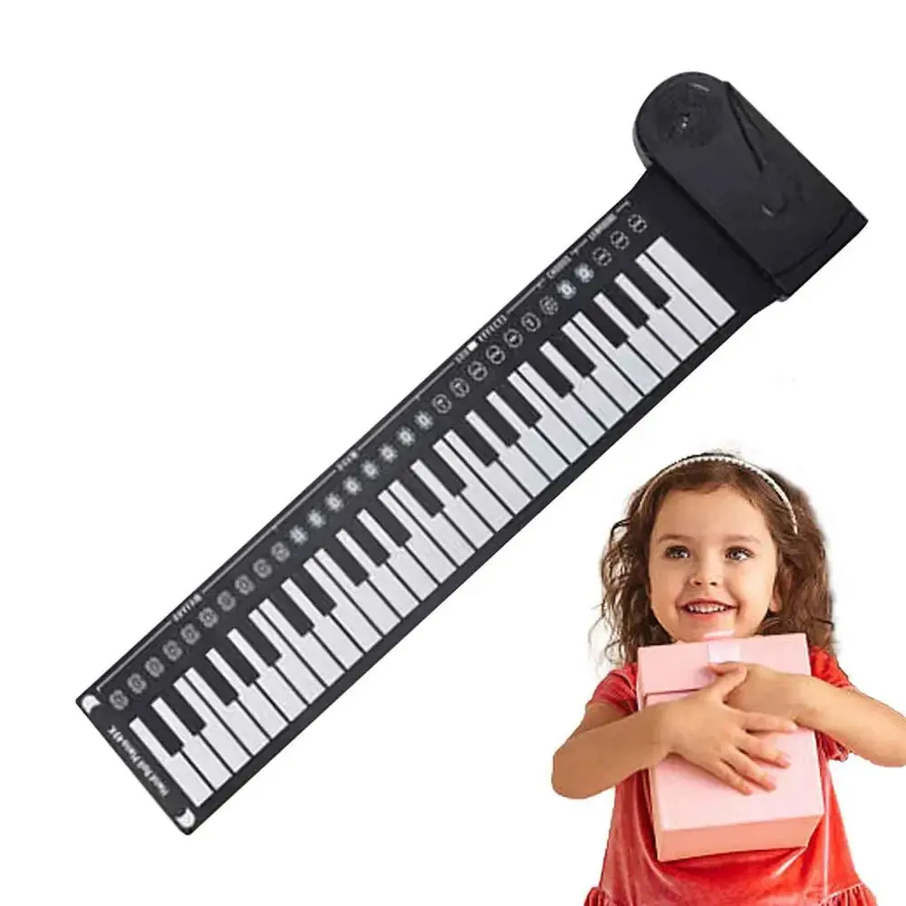 Flexible Roll Up Piano Keyboard Educational Electronic Digital Music Piano Keyboard 49 Keys Foldable Hand Roll Piano Portable