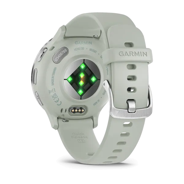 Garmin Venu 3S Silver Stainless Steel Bezel Silicone Band - Sage Grey | 49-GAR-010-02785-01