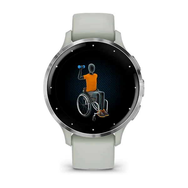Garmin Venu 3S Silver Stainless Steel Bezel Silicone Band - Sage Grey | 49-GAR-010-02785-01