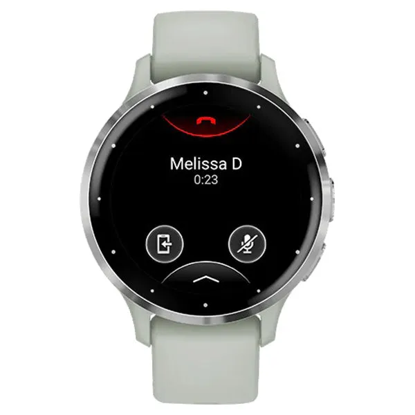 Garmin Venu 3S Silver Stainless Steel Bezel Silicone Band - Sage Grey | 49-GAR-010-02785-01