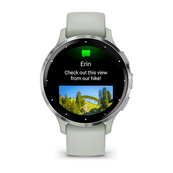 Garmin Venu 3S Silver Stainless Steel Bezel Silicone Band - Sage Grey | 49-GAR-010-02785-01