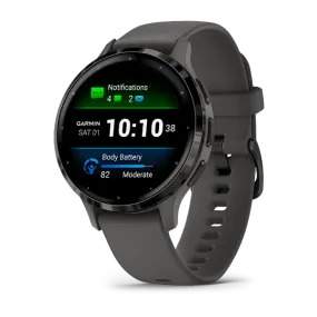 Garmin Venu 3S Slate Stainless Steel Bezel Silicone Band - Pebble Grey | 49-GAR-010-02785-00