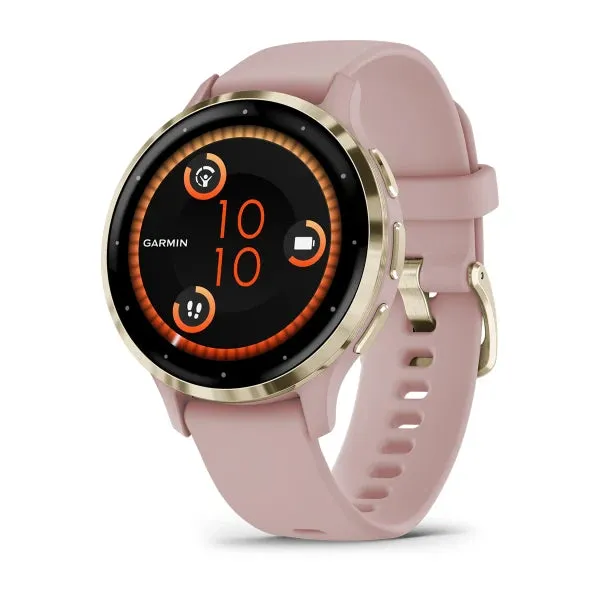 Garmin Venu 3S Soft Gold Stainless Steel Bezel Silicone Band - Dust Rose | 49-GAR-010-02785-03
