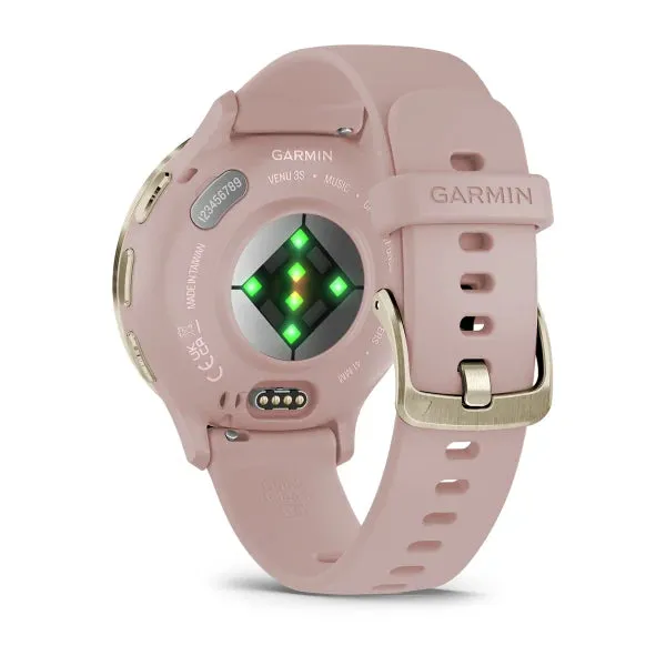Garmin Venu 3S Soft Gold Stainless Steel Bezel Silicone Band - Dust Rose | 49-GAR-010-02785-03