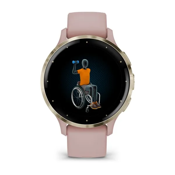 Garmin Venu 3S Soft Gold Stainless Steel Bezel Silicone Band - Dust Rose | 49-GAR-010-02785-03