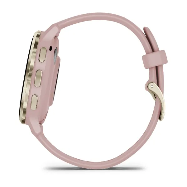 Garmin Venu 3S Soft Gold Stainless Steel Bezel Silicone Band - Dust Rose | 49-GAR-010-02785-03