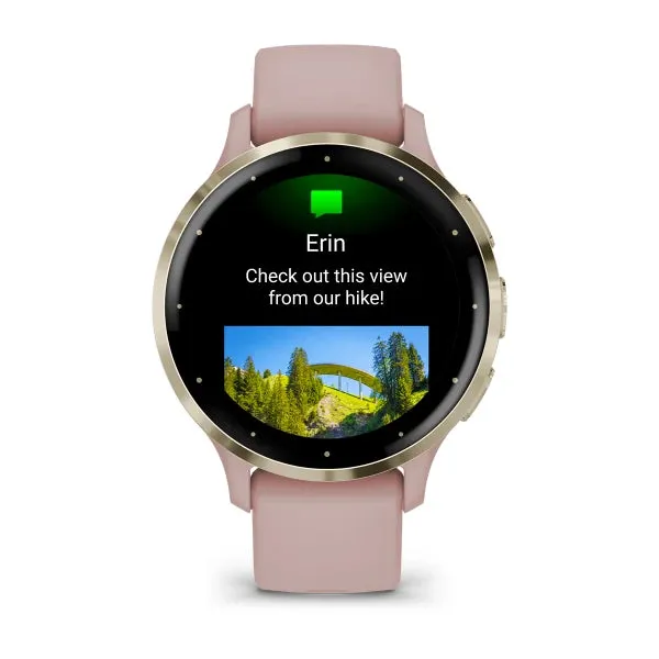 Garmin Venu 3S Soft Gold Stainless Steel Bezel Silicone Band - Dust Rose | 49-GAR-010-02785-03