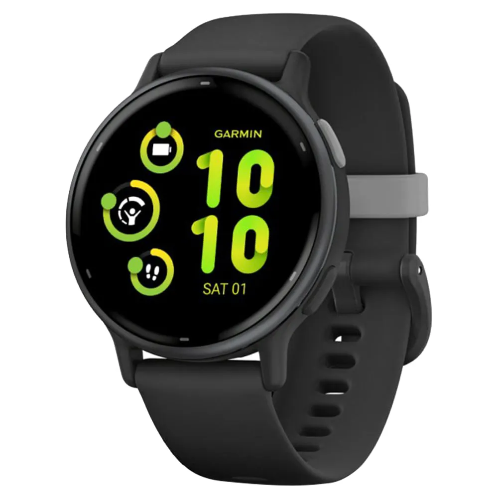 Garmin Vivoactive 5 Aluminium Bezel Silicone Band - Slate & Black | 49-GAR-010-02862-10