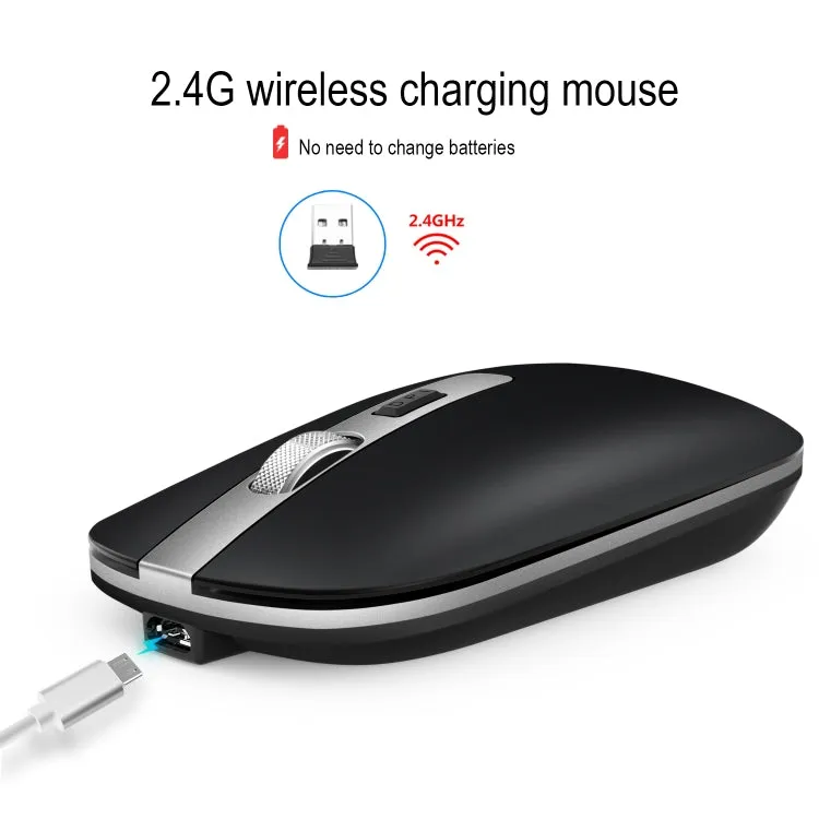HXSJ M30 Silent Rechargeable 2.4G Wireless Mouse with Metal Roller and Adjustable DPI