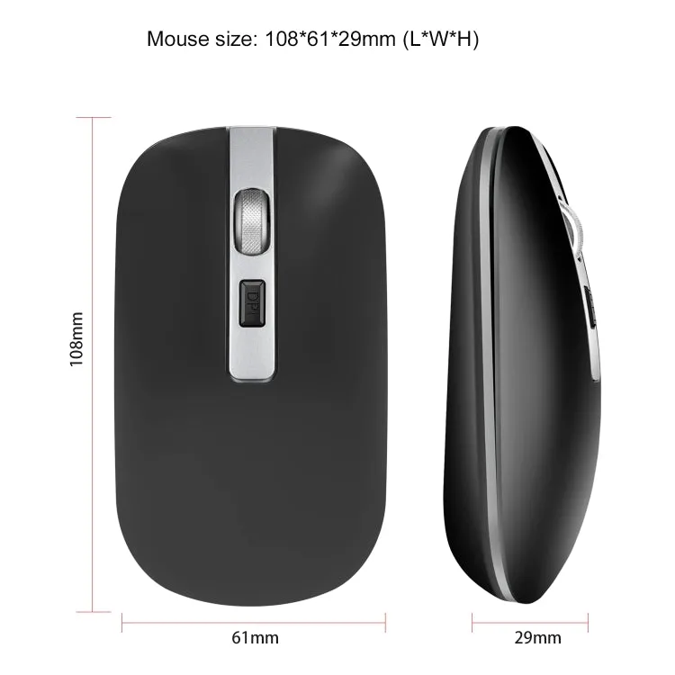 HXSJ M30 Silent Rechargeable 2.4G Wireless Mouse with Metal Roller and Adjustable DPI