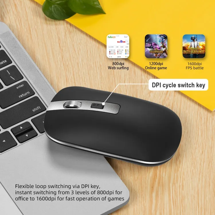 HXSJ M30 Silent Rechargeable 2.4G Wireless Mouse with Metal Roller and Adjustable DPI