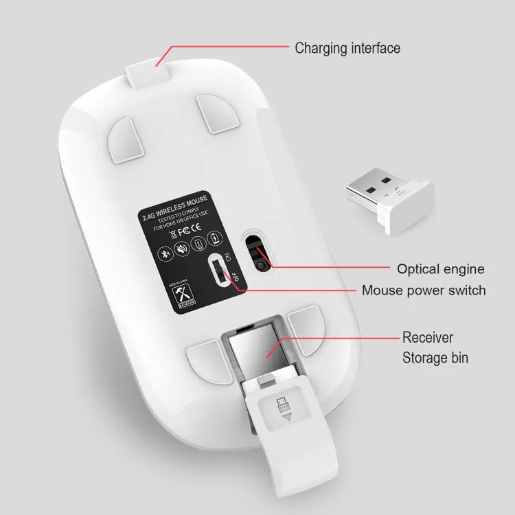 HXSJ M30 Silent Rechargeable 2.4G Wireless Mouse with Metal Roller and Adjustable DPI