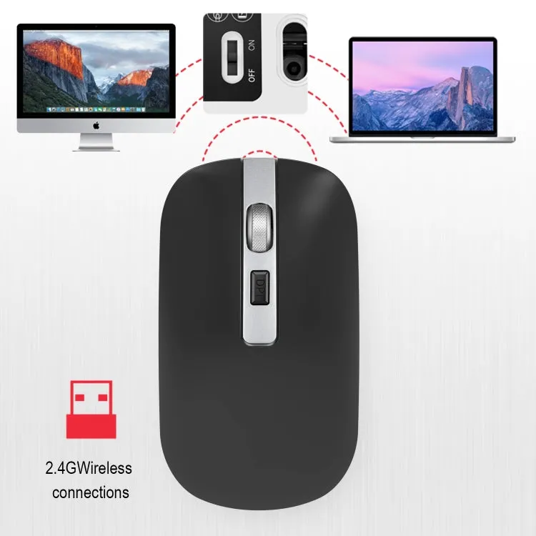 HXSJ M30 Silent Rechargeable 2.4G Wireless Mouse with Metal Roller and Adjustable DPI