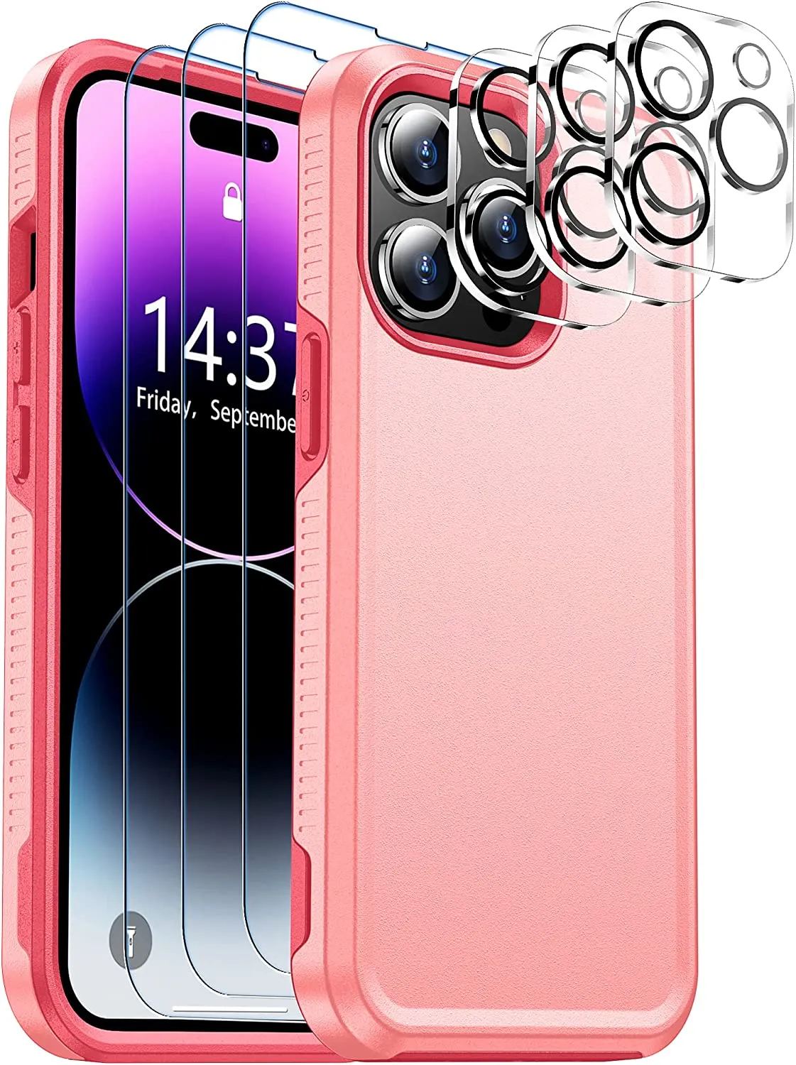 iPhone 14 Pro Case, Protector Camera Lens Protector Phone Case-Black