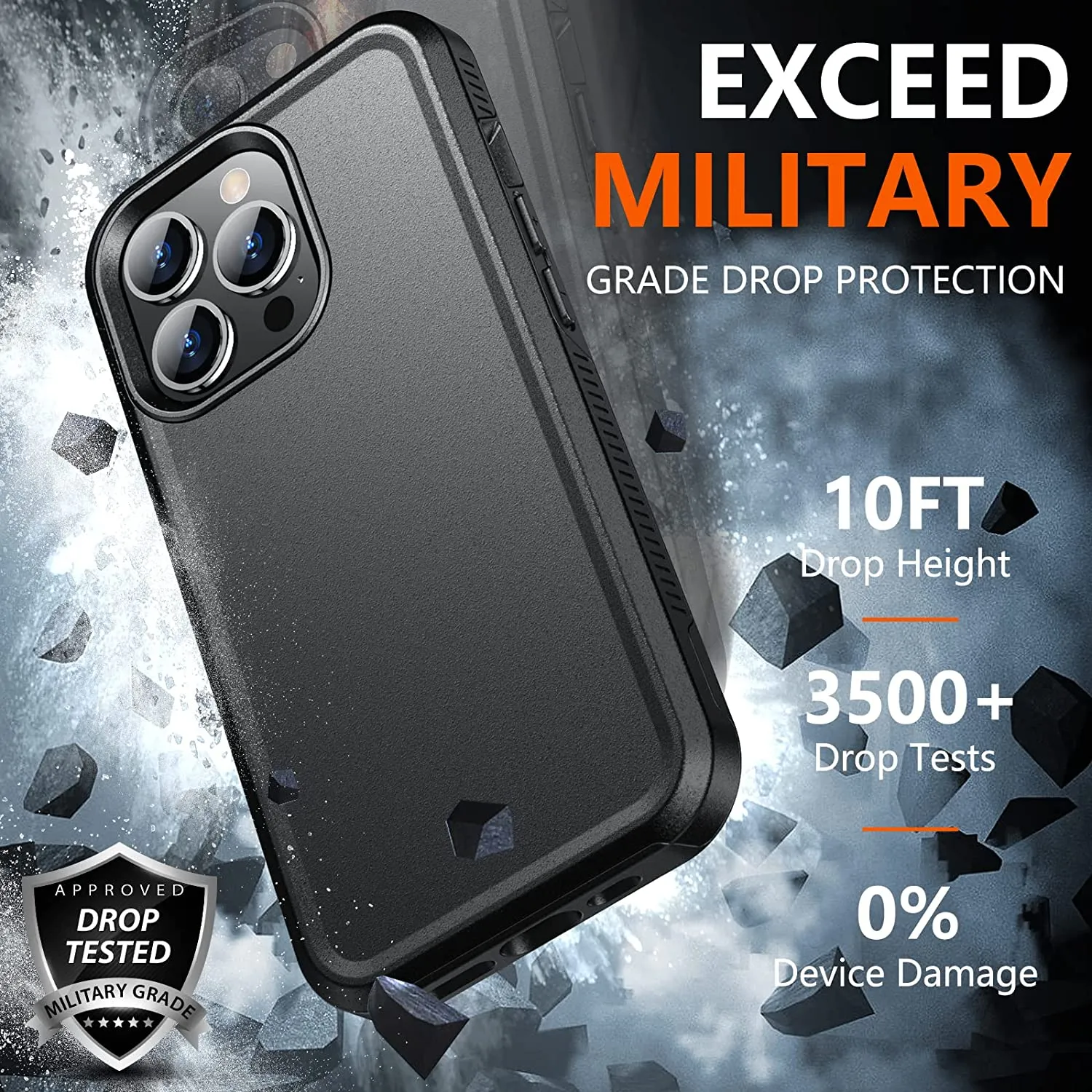 iPhone 14 Pro Case, Protector Camera Lens Protector Phone Case-Black