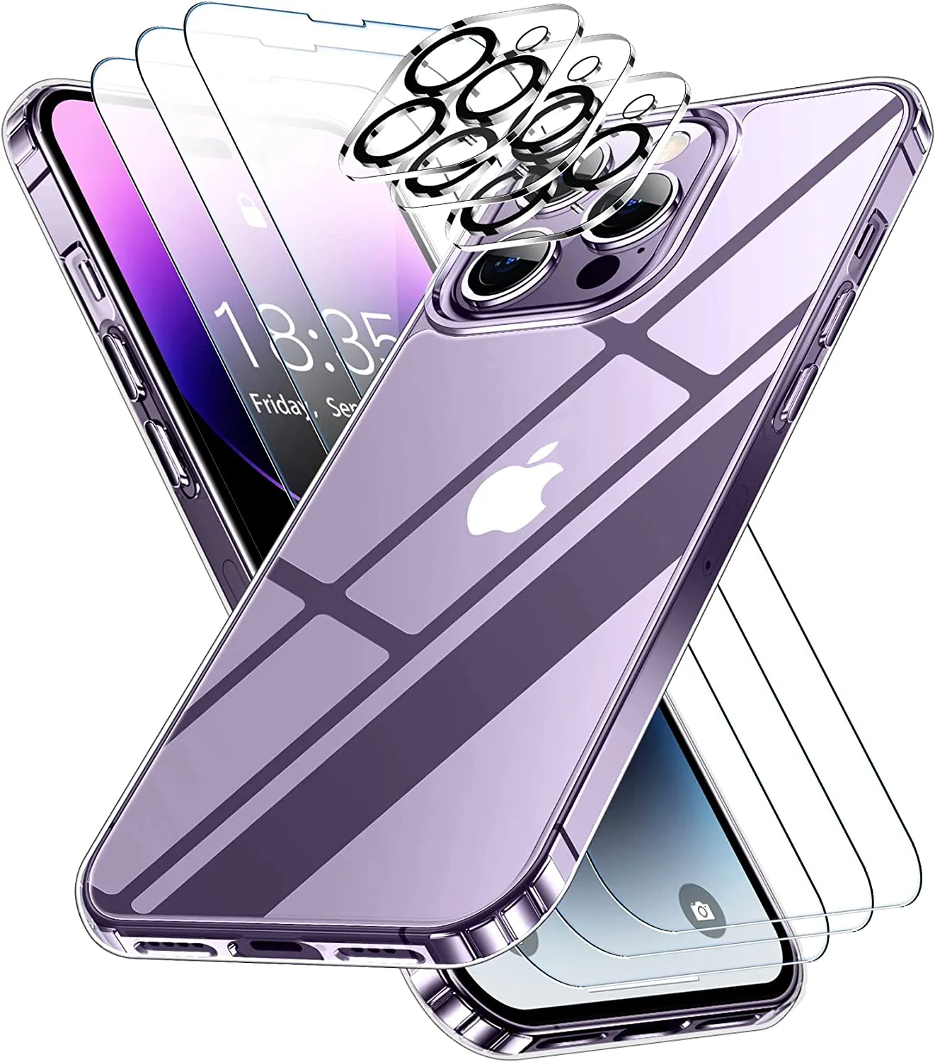 iPhone 14 Pro Case, Protector Camera Lens Protector Phone Case-Black